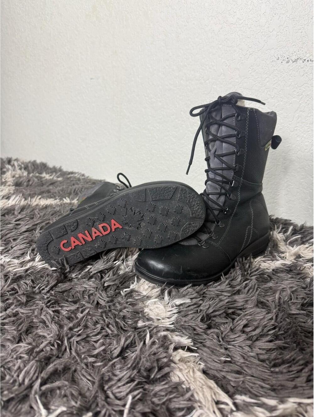 Pajar Martins Women 9 W Wide Black Leather Shearling Lined Winter Snow Boots Zip